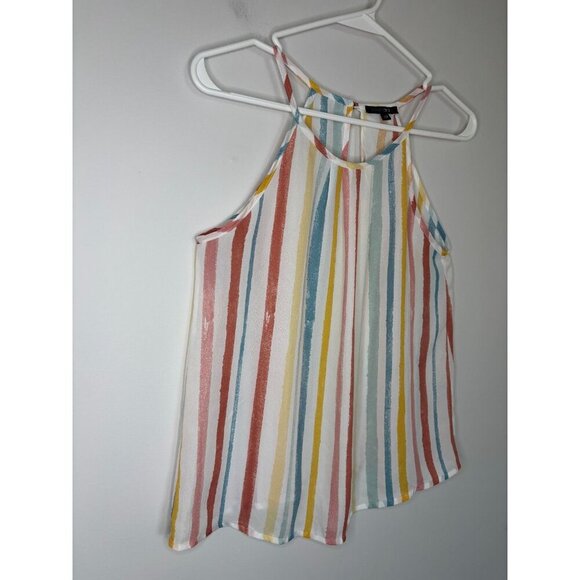 PAPERMOON Stitch Fix Halter Striped Womens XSP Tank Colorful Flowy Keyhole - Picture 4 of 7